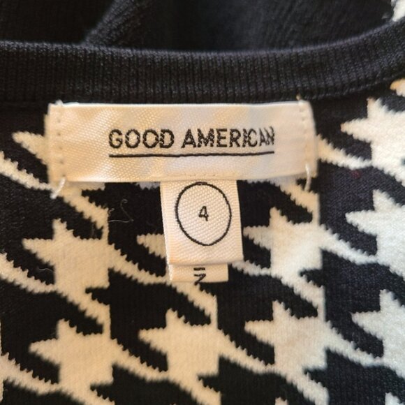 NEW! GOOD AMERICAN LIL FITTED HOUNDSTOOTH CARDIGAN SWEATER KNIT CROPPED sz 4 - Picture 8 of 10